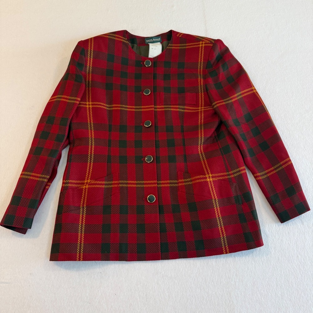 Harve Benard Plaid Blazer Jacket Women‎ 14 Red Green 40 3332 1 Vintage